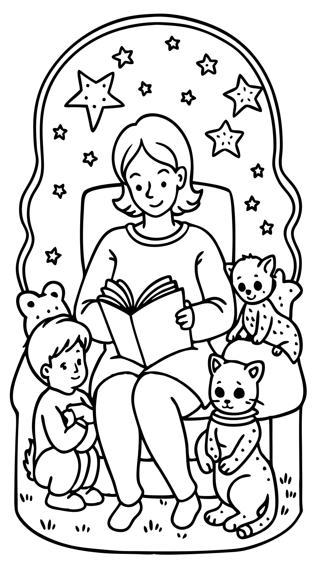 coloring page of a mother